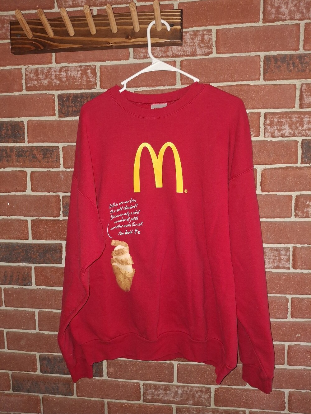 Hanes Red Crewneck Sweatshirt with Yellow McDonald's Logo